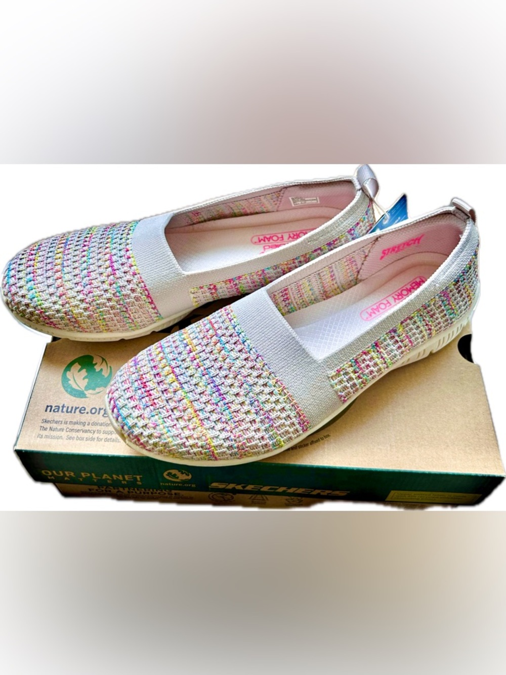 Skechers Women's Be Cool Sherbet Skies Multi-Pastel Woven Slip-On Flats